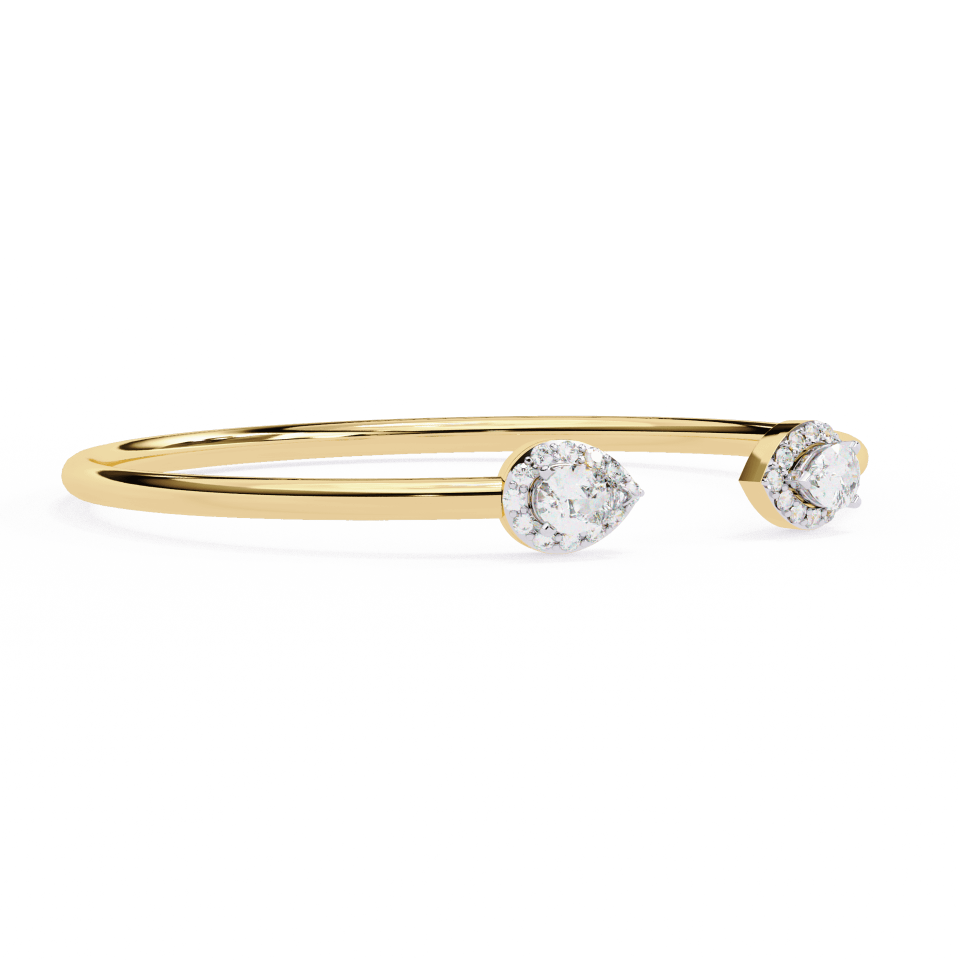 Elegant Diamond Heart-Cluster Gold Bangle — image 1