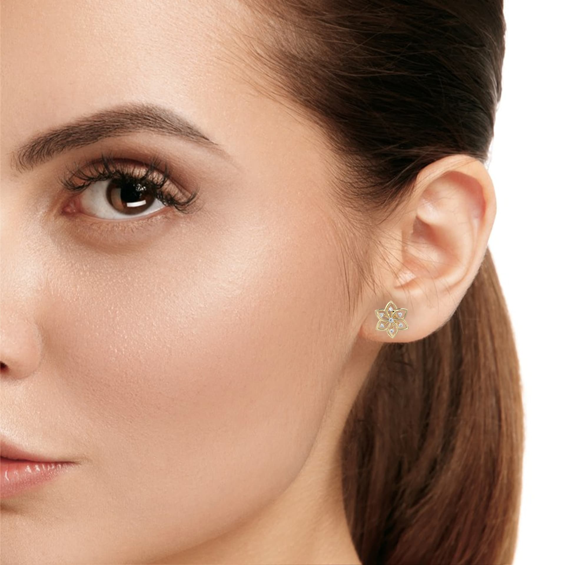 Blossom Petal Diamond Stud Earrings — image 1