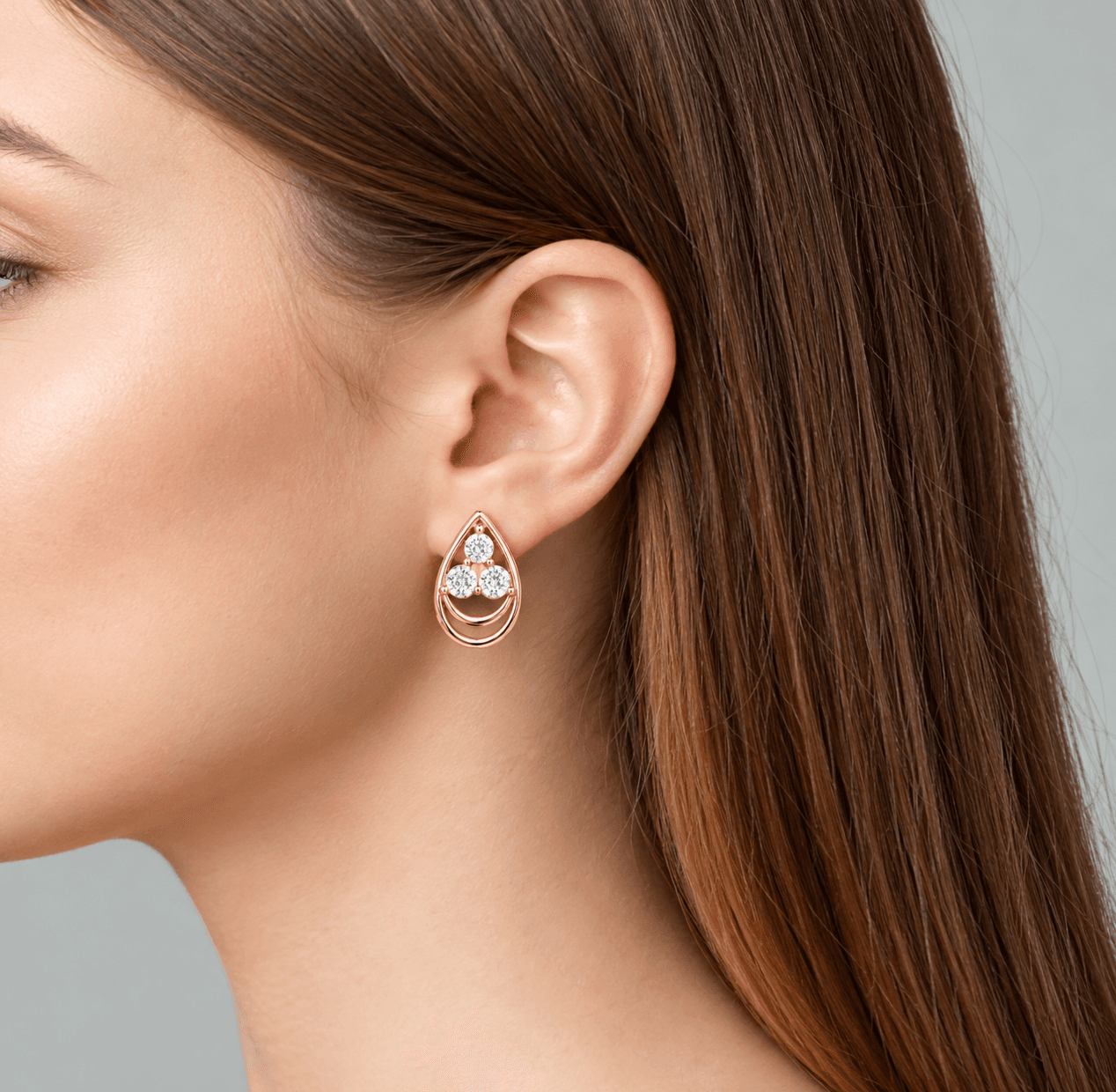 Teardrop Diamond Stud Earrings — image 1