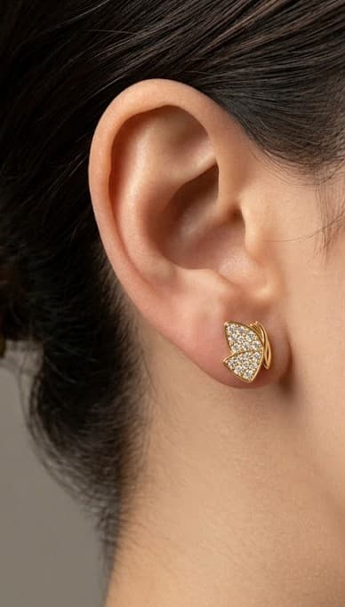 Wing Butterfly Diamond Stud Earrings — image 1