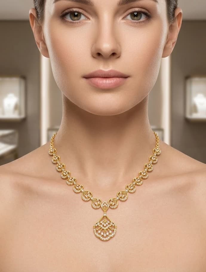 Elegant Gold Filigree Necklace — image 1