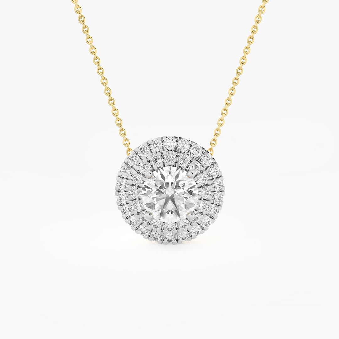 Double Halo Round Diamond Pendant — image 1