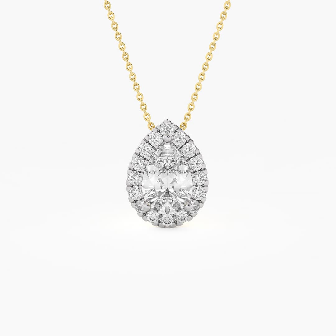 Pear-Cut Halo Diamond Pendant — image 1