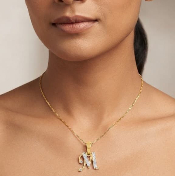 Initial "M" Diamond Pendant — image 1