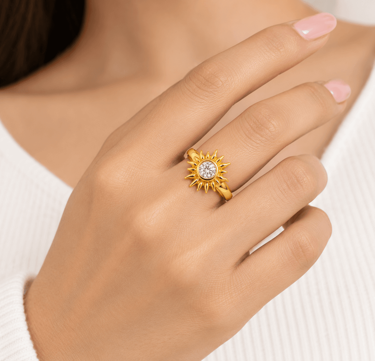 Radiant Sunburst Diamond Ring — image 1