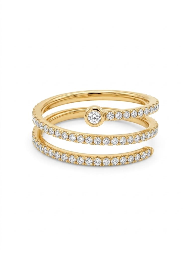 Multi-Row Diamond Spiral Ring — image 1