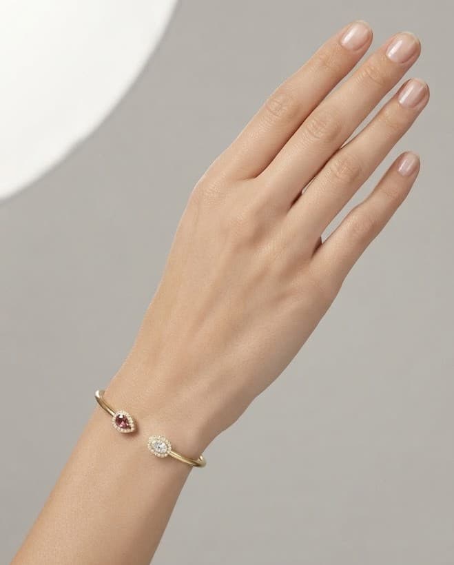 The Dual-Gemstone Toi et Moi Open Bangle — image 1
