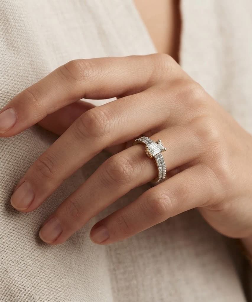 The Radiant Emerald Embrace Diamond Ring — image 1