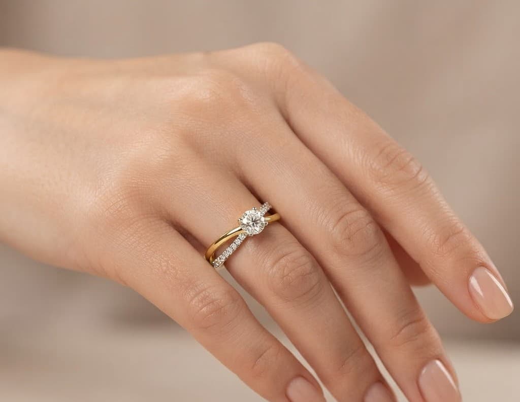 Crossover Solitaire Diamond Ring — image 1